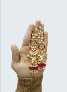 Ruby Red Kundan Long Tassel Jhumka Earrings