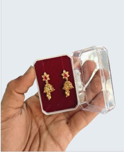 Gold-Plated Floral Kundan Mini Drop Earrings