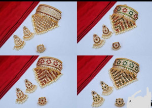 Kundan Bridal Choker Necklace Set with Earrings & Maang Tikka
