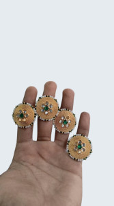 Royal Green Emerald & Kundan Halo Statement Ring