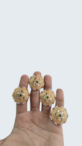 Emerald Kundan Floral Statement Ring