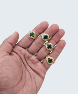 Traditional Gold-Tone Marquise Ruby & AD Halo Ring