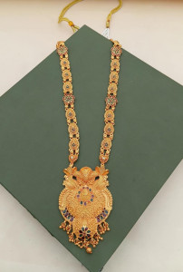Majestic Twin Peacock Gold-Plated Haram with Matte Antique Finish