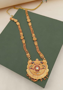 Heritage Matte Gold Peacock Chandbali Long Rani Haar Mangalsutra