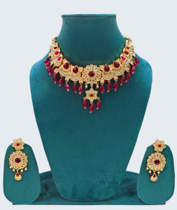 Royal Ruby & Kundan Floral Choker Set with Matching Earrings