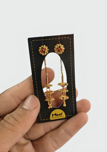 Traditional Gold Tone Floral Long Chain Earrings