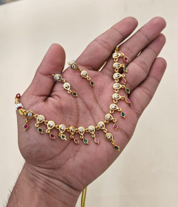 Festive Multicolor Teardrop Charm Necklace & Earring Set