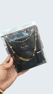 Traditional Black Beads Mangalsutra Chain with Gold-Plated Design