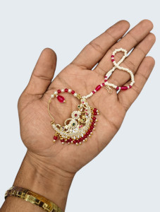 Royal Rajasthani Bridal Nath – Pearl & Kundan Studded Nose Ring