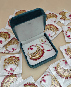 Royal Rajputi Bridal Nath Set – Handcrafted Kundan & Pearl Nose Ring with Sahara Chain