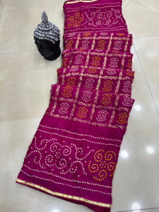 Heritage Bandhej Print Georgette Saree with Traditional Zari Border