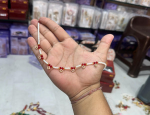 Elegant Red Crystal & White Beaded Charm Necklace for Women