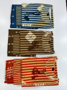 Women's Striped Hand Block Print Cotton Kurta Pant Dupatta Set